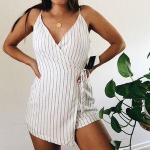 Lulus At The Seashore White Striped Romper